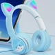 Бездротові навушники "Котячі вушка" CatEar QC-28T з підсвіткою RGB Bluetooth MP3 плеєр Блакитні - зображення 1