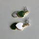 Серьги-подвески сердечка гвоздики Honey Fashion Accessories зелено-белый (12-143) - изображение 5