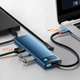Концентратор хаб USB Type-C 8в1 картридер зарядка 100Вт Baseus Metal Gleam WKWG000103 синий - изображение 3