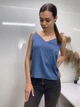 Майка шовкова, небесного кольору на бретелях L - изображение 3