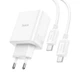 Мережевий зарядний пристрій HOCO C126A Pure power PD40W three-port(2C1A) charger set(Type-C to Type-C) White (6931474798749) - изображение 4