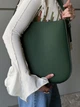 Зеленая кожаная женская сумка оригинальной формы Lamponi Lisa, green matte - изображение 8