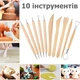 Набор деревянных инструментов для лепки 10 штук - стеки, дотсы, петля - создание скульптур - TY-10 - изображение 1