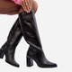 Zimowe kozaki damskie skórzane na słupku do kolana z elastyczną cholewką Lewski Shoes 2928/B/2 38 Czarne (5905677948202) - obraz 3