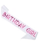 Атласна стрічка через плече на день народження "Birthday Girl" white & pink (02184) - зображення 1