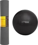 Набор Коврик спортивный Cornix TPE 183 x 61 x 0.6 см для йоги и фитнеса XR-0002 Black/Green + Мяч для фитнеса (фитбол) Cornix 75 см Anti-Burst XR-0026 Black - изображение 1
