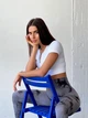 Спортивні жіночі легінси Marble Tie-Dye з ефектом Push Up для фітнесу та йоги Безшовні Мармурові М Сірі з чорним (4793М) - зображення 9