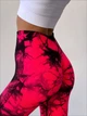 Спортивні жіночі легінси Marble Tie-Dye для фітнесу та йоги з ефектом Push Up Мармурові Безшовні XS-S Малинові Неон (4852S) - зображення 5