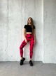 Спортивні жіночі легінси Marble Tie-Dye для фітнесу та йоги з ефектом Push Up Мармурові Безшовні XS-S Малинові Неон (4852S) - зображення 4