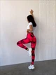 Спортивні жіночі легінси Marble Tie-Dye для фітнесу та йоги з ефектом Push Up Мармурові Безшовні XS-S Малинові Неон (4852S) - зображення 10
