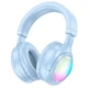 Наушники беспроводные Hoco Focus W48 с RGB подсветкой Blue - изображение 1