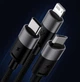 Кабель Baseus USB-A 3 в 1 Type-C / Lightning / Micro USB для швидкої зарядки і передачі даних, 1.2 м, чорний (84175865) - зображення 3