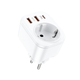 Зарядний пристрій, розетка Asometech 4000W 4in1 USB Type-C PD20 QC3.0. White Чорний - зображення 2