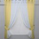 Комплект кухонних штор VR-Textil № 017к з підв'язками на карниз 1 - 1.5 м 265х170 см Жовтий з білим (50-081) - зображення 1