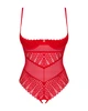 Боді з доступом Obsessive Ingridia crotchless teddy XL/2XL, червоне, відкриті груди - зображення 3