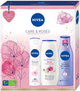 Набір косметики для догляду Nivea Care & Roses Антиперспірант-спрей 150 мл + Гель для душу 250 мл + Молочко для тіла 250 мл (9005800363608) - зображення 1