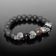 Мужской браслет с черепами "4Scull". Вулканический камень, бронзит, агат. - изображение 3