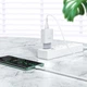 Комлект зарядного устройства Hoco C72Q Glorious USB 18W выход, EU штекер,поддержка для QC3.0/QC2.0, для FCP, для AFC с кабелем для USB/Type C White - изображение 4