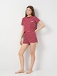 Пижама (футболка + шорты) женская из вискозы Trendyol THMSS20PT0230 L Light Burgundy (8683048217146) - изображение 4