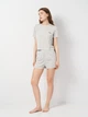 Пижама (футболка + шорты) женская из вискозы Trendyol THMSS20PT0230 S Grey Marl (8683048217160) - изображение 4