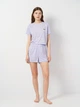 Пижама (футболка + шорты) женская из вискозы Trendyol THMSS20PT0230 S Lila (8683048217207) - изображение 3