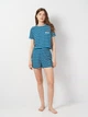 Пижама (футболка + шорты) женская из вискозы Trendyol THMSS20PT0230 S Petrol (8683048217245) - изображение 3
