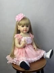 Большая виниловая кукла ручной работы Reborn Baby Doll с настоящими светлыми волосами и красивыми глазами - изображение 4
