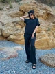 Костюм женский кофта и брюки лен жатка K&ML 575 XL - XXL ( 50 - 52 ) Черный ( 575 - 03 ) - - изображение 6