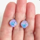 Сережки Hand Made черненные с кристаллами Swarovski цвета White Opal Vitrail Light - изображение 3