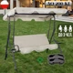 Садовая Качеля с Навесом для 3 Человек c Подстаканником Бежевая Gardenline VIP Beige 3-х местная до 220 кг с Тентом Польша - изображение 1