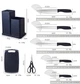 Кухонний набір 19 предметів Kitchenware set, силіконові аксесуари для кухні з подвійною підставкою та обробною дошкою, кухонні ножі з нержавіючої сталі, стильний набір приладдя для кухні, чорний - зображення 5