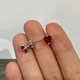 Серьги с цирконом "Маленькие рубиновые сердечки" ювелирная сталь Xuping Jewelry серебристая в бархатной коробочке (13519) - изображение 4