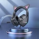Наушники Borofone BO106 Cute cat ear luminous gaming headphones with mic phantom cat Black/Pink - изображение 1