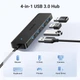 USB-хаб UGREEN CM219 4-in-1 USB to 4xUSB 3.0 HUB Black 15cm (6941876228515) - изображение 2