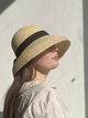 Французская соломенная шляпа жесткая с круглыми полями D.Hats бежевая с чёрной лентой - изображение 5