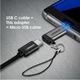 Адаптер UGREEN US282 для мобильных телефонов Micro USB to Type-C шнурок, адаптер-конвертер USB Type-C для Xiaomi, Redmi, Oppo, Vivo Grey (50590) - изображение 4