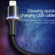 Кабель для Айфона Baseus iPhone lightning 0,5 м з підсвічуванням Чорний - зображення 2