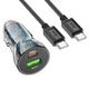 Авто Зарядное Устройство Hoco Z47A Transparent PD30W+QC3.0 Type-C to Type-C Цвет Прозрачный черный - изображение 1