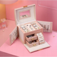 Szkatulka kuferek na biżuterię Ecarla z lusterkiem i szufladka Powder Rose (5903678516192) - obraz 6