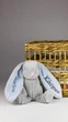Іменне м'яке зайченя little BU сірий з блакитним вушком 28 см HeyBaby - изображение 7