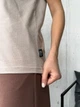 Футболка базовая свободного прямого кроя однотонная женская стрейч-кулир пенье 95% хлопок 48-50 бежевая - изображение 7