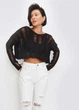 Вязанный oversize свитер кроп One size черный - изображение 3