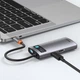 Адаптер хаб Type C Baseus Metal Gleam Series 4-in-1 HUB (2xUSB3.0 + 4KHD + Type-C gray) CAHUB-CY0G dark gray - изображение 3