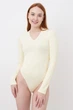 Боді лонгслів жіночій безшовний в рубчик Giulia BODY LONG SLEEVE RIB Світло-жовтий S-M - зображення 4