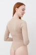 Боді лонгслів жіночій безшовний в рубчик Giulia BODY LONG SLEEVE RIB Світло-бежевий S-M - зображення 4