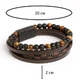 Многослойный плетеный браслет Tiger Eye из искусственной кожи и камня тигровый глаз, коричневый "S" (85700077) - изображение 3