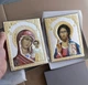 Иконы с напылением серебром для дома Спаситель и Богородица 18х23см (прямая) - изображение 2