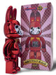 Статуэтка Bearbrick x Daruma x Rabbit Red 400% 28 см Medicom Toy Хромированный заяц - изображение 4