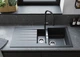 Hansgrohe Мийка кухонна S52, граніт, прямокутник, з крилом, 980х480х190мм, чаша - 1.5, накладна, S520-F530, чорний графіт - изображение 3