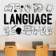 Вінілова наклейка на стіну Language 154х97см декор англійська мова для школи Happy Pocket Чорний матовий (HP-086M-070M) - зображення 1